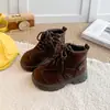 Botas Martin para niños de 6 a 12 años, estilo otoño e invierno, botines cortos de estilo británico para niñas, botas de cuero con suela suave antideslizante, botines sencillos versátiles para niños