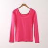 Ropa de algodón para otoño para mujer, camisa delgada para usar debajo, suéter de algodón para otoño e invierno, ajustado, cuello U grande, suéter de algodón, ropa interior térmica