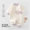 Mameluco Cálido para Recién Nacido Bebé Algodón Puro Clase A Acolchado Mono Infantil Otoño/Invierno Cuello Asimétrico Capa Base Manga Larga Traje para Gatear