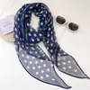 Banda para el cuello y el cabello nuevo estilo pañuelo de cuello bufanda de seda bufanda para mujer estilo francés coreano colección de atado de accesorios de cien diagonales lunares combinación de textura