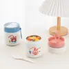 Copo Portátil para Café da Manhã em Aço Inoxidável 304, Copo Portátil de Plástico para Sopa com Colher para Estudantes, Copo para Levar com Aveia, Leite de Soja, Leite
