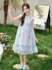 Vestido de Chifón sin Mangas para Niñas de Verano Ropa Infantil Niñas Vestido Elegante de Princesa Vestido Formal Estilo Coreano Moderno