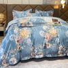 Juego de cuatro piezas de jacquard de algodón estilo europeo de algodón puro estampado funda de edredón sábanas juego de boda ropa de cama de alta gama regalo