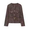 Exportación Transfronteriza Ropa de Mujer Otoño 2025 Europea y Americana Cuello Redondo Mangas Largas con Cinturón Chaqueta Mixta Chaqueta para Mujer K526113