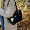 Bolsa Grande Estampa Leopardo para Mulheres 2025 Nova Casual Temporada Comutador Retrô Bolsa de Ombro Estudante Universitário Bolsa Tote para Aula