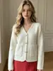 Novo cardigã de malha patchwork elegante estilo coreano para outono e inverno em cores doces, suéter de gola V solto para mulheres