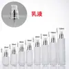 Garrafa de Vidro Amazon Frasco Dosador de Maquiagem Prata Brilhante Bomba de Três Pontos Frasco Fosco para Loção 10ml Frasco para Óleo Essencial High-End