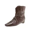 Botines Retro de Tacón Oculto Arrugados Acumulados para Mujer 2026 Nuevos Botas Negras Adelgazantes Botas Martin Slip-on Botas de Moda