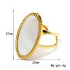 Anillo abierto europeo y americano transfronterizo ins de acero inoxidable chapado en oro que conserva el color, nicho de alta gama simple de nácar para mujer