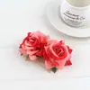 Peine para el cabello de terciopelo rosa transfronterizo, Pasador de pelo vintage para novia, Accesorio para el cabello de doble flor artificial con borde enrollado color burdeos para mujer