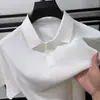 Camisa Polo Respirável Não Transparente Estilo Americano com Escamas de Dragão Manga Curta Masculina de Verão Gola Reversível Camiseta Casual com Toque de Luxo Manga Meia