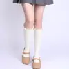 Medias de Encaje Hasta la Rodilla Botas Largas Otoño e Invierno Estilo Puro Deseo Blanco Estilo Japonés Celebridad de Internet Calcetines de Encaje de Algodón Grueso para Mujer