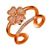 Anillo Abierto Multicapa Kawei Anillo de Trébol de Cuatro Hojas Microincrustado de Circonita Anillo Anillo Pareja Amor Anillo de Trébol