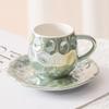 Taza de café y plato de cerámica personalizados juego de taza de café nacarada taza de cerámica de alto valor cromático taza de nicho de estilo europeo regalo de cumpleaños para mujer