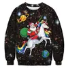 Sudadera de cuello redondo para hombre con estampado digital 3D de Navidad y Halloween europea y americana, camiseta básica casual de manga larga para mujer