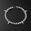 Colar de corrente cubana com costura de diamante estilo hip-hop europeu e americano, hipster, boate, pulseira de corrente de clavícula, joias legais