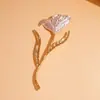 Broche de Flor de Rosa Estilo Metal Transfronterizo Europeo y Americano, Sensación de Lujo Ligero y Gama Alta, Accesorio Único y Elegante para Traje