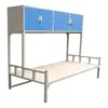 Cama de Dormitório Individual com Armário, Cama de Aço para Apartamento, Cama de Dormitório para Funcionários Escolares com Armário de Armazenamento, Material Espessado