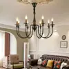 Candelabro de restaurante retro americano, lámpara de sala de estar tipo vela toscana, candelabro de madera estilo campo francés para dormitorio, hierro