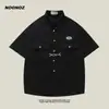 Nova Marca da Moda Camisa Retro de Manga Curta Waffle para Homens, Estilo de Rua de Verão Estilo College Americano Camisa Versátil para Casal