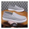 Sapatos Slip-On Respiráveis de Linho Masculinos, Estilo Fino de Verão, Sola Macia, Antiderrapante, Sapatos Casuais para Caminhada para Pais de Meia-Idade
