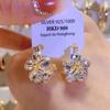 Nuevos Pendientes de Zirconia Microincrustada de Doble Cara Completamente Diamantados 2025 Diseño de Nicho Pendientes Elegantes Exquisitos de Alta Gama para Mujer