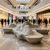 Centro Comercial Creativo Fibra de Vidrio Imitación Piedra Asientos Plaza Exterior Calle Comercial Forma Irregular Mármol Banco Público Conjunto
