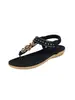 Sapatos Femininos 2024 Estilo Boêmio Sandálias Baixas Transfronteiriças Tamanho Grande Strass Calçados Casuais Salto Baixo Estilo Étnico Atacado