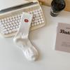 Calcetines de algodón para hombre y mujer, con dibujos animados en blanco y negro, de longitud media, bordados para parejas, para estudiantes, para combinar con todo, de caña alta, deportivos, de moda.