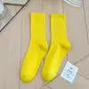 Calcetines de color para mujer, calcetines de algodón para danza moderna, medias de baile, color liso, color caramelo, color macarrón, longitud hasta la mitad de la pantorrilla, estilo japonés, combinan con todo