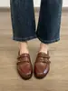 Primer Encuentro con los Mocasines de Doble Hebilla Estilo Británico para Mujer con Tacón Grueso, Nuevos Zapatos de Cuero Slip-On Retro Primavera 2026