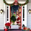 Popular Transfronteiriço Monstro Peludo Verde Grinch Pendurado Capa de Porta Pano de Fundo Decoração de Porta de Casa Pano Pendurado para Atmosfera Festiva Pendurado