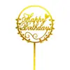 Estrela Acrílico Feliz Aniversário Decoração de Bolo Cartão Sobremesa Assar Suprimentos de Festa Grande Desconto