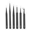 Pinzas de Bajo Precio Acero Inoxidable Negro Juego de 6 Piezas En Bolsa Punta Roma Clip para Reparación de Teléfono Móvil Herramientas de Manicura Accesorios DIY