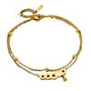 Acero de titanio no se decolora cadena de cuentas de doble capa cadena de pie estilo chino retro cadena de tobillo de moneda de cobre accesorios para puesto de comercio exterior