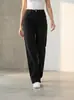 Pantalones Largos de Mujer Estilo Americano Negros de Tiro Alto para Chicas Atrevidas Pierna Recta Adelgazantes Favorecedores Ligeramente Elásticos Pantalones de Mezclilla Extensos para Mujer Stock Europeo y Americano