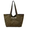 Bolsa Tote Leopardo Personalizada Estilo Coreano, Moderna e Tendência, Bolsa Feminina Casual, Bolsa de Ombro Leve, Grande Capacidade
