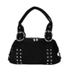 Bolso de mano vintage con tachuelas de cuero suave europeo y americano para mujer, estilo otoñal moderno y fresco, bolso de hombro y axila chic, lujoso y de nicho