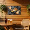Artesanía metálica creativa placa metálica temática de pizza y papas fritas placa de hojalata decorativa personalizada pintura de hierro