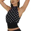 1Camiseta Sexy de Chiffon com Retalhos e Bolinhas, Estilo Novo Europeu e Americano, com Amarração nas Costas para Ajuste na Cintura, para Mulheres