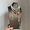 Colar Europeu e Americano Estilo Transfronteiriço Longo com Franja de Contas, Gargantilha de Moda de Nicho Única de Alta Qualidade, Colar da Moda para Garotas Descoladas