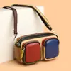 Bolsa de hombro de cuero de vaca de primera capa al por mayor transfronteriza, bolsa de diseño nicho, bolsa cruzada para mujer, bolsa cuadrada pequeña de color de contraste de moda, tendencia