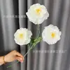 Flores de peonía de carpa artificial de 3 cabezas para decoración de bodas y hoteles, decoración del hogar, flores artificiales para arreglos de pasillo y arreglos florales