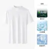 Camiseta Masculina de Seda Modal Algodão, Camada Base de Meia Manga, Top Respirável com Gola Meia-Alta