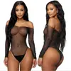 Lingerie Sexy Bikini Europeu e Americano Comércio Exterior Padrão Estrelado de Strass Transfronteiriço Manga Longa Peça Única Malha Uniforme Tentação