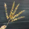 Flores de Nochevieja, Flores Artificiales Doradas, Eucalipto Dorado, Hortensia, Abanico Dorado, Hojas de Ginkgo, Cubo de la Fortuna, Arreglo Floral, Hojas, Flores de Plástico