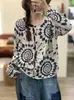 Otoño 2026 Nuevo Algodón Vintage Holgado Estampado Cuello Redondo Sencillo Versátil Casual Top Suéter de Punto Chaqueta para Mujer