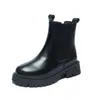 Otoño e invierno 2023 Nuevas botas cortas de plataforma de cuero estilo Chelsea ins Botas Martin de tubo de cigarrillo estilo británico para mujer, combinan con todo