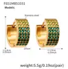 Pendientes de Lujo Ultra Brillantes de Media Ronda de Cuatro Filas Completamente de Diamante con Circonita Estrellada Europea y Americana, Pendientes Sencillos Personalizados para Mujer