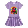 Vestido de verano 2023 para niños, estilo coreano, de manga corta, de algodón, con falda fina plisada estilo occidental.